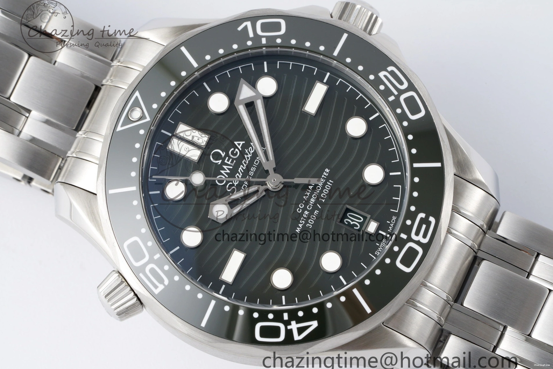 0123 Seamaster Diver 300M ZF 1:1 Best Edition Green Ceramic Green Dial on SS Bracelet A BestValue 7825